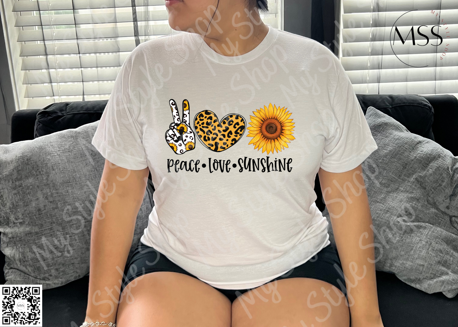 Peace, Love, and Sunshine Shirt | White | 100% Polyester | Cotton Feel | Summer | Sunflowers My Style Shop