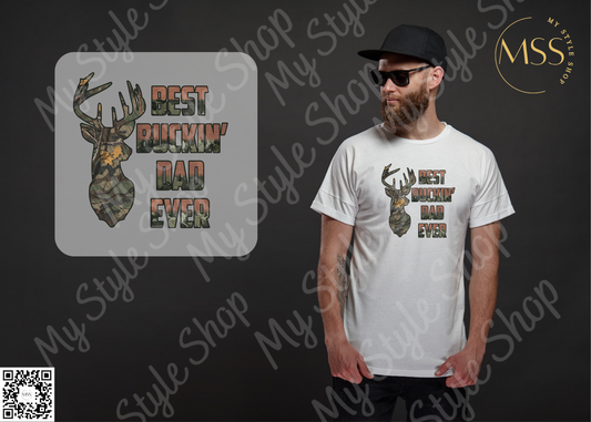 Best Buckin Dad Ever | Hunting | Father's Day | Grey | White | DTF | Sublimation My Style Shop