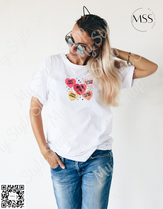 Heart Pattern For Single | Custom T-Shirt  | Heart | Retro | White | Valentines | 100 % Polyester | Cotton Feel | Sublimation My Style Shop