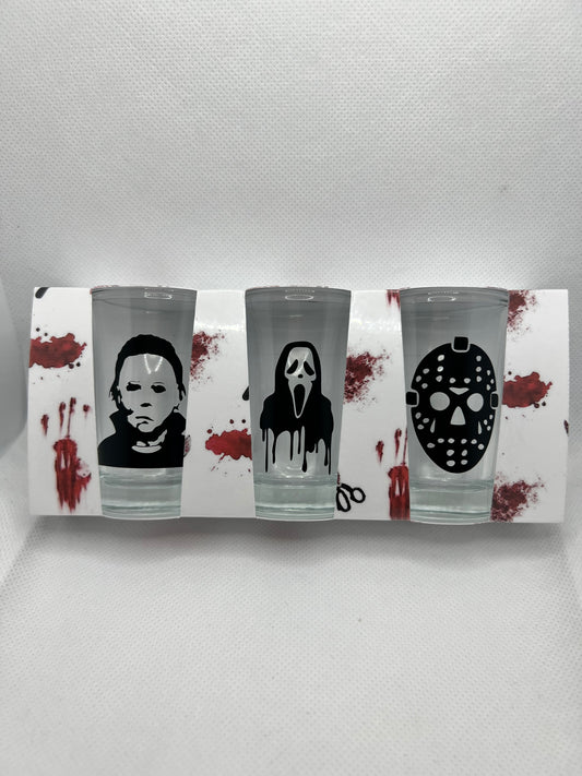 Scary Shot Glass | Spooky | Custom | Michael Myers | Jason | Scream | Bloody | 3pk My Style Shop