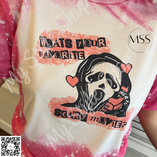 What’s Your Favorite Scary Movie? T-shirt | Scream | Halloween | Cute | Bleached | Heather Color My Style Shop